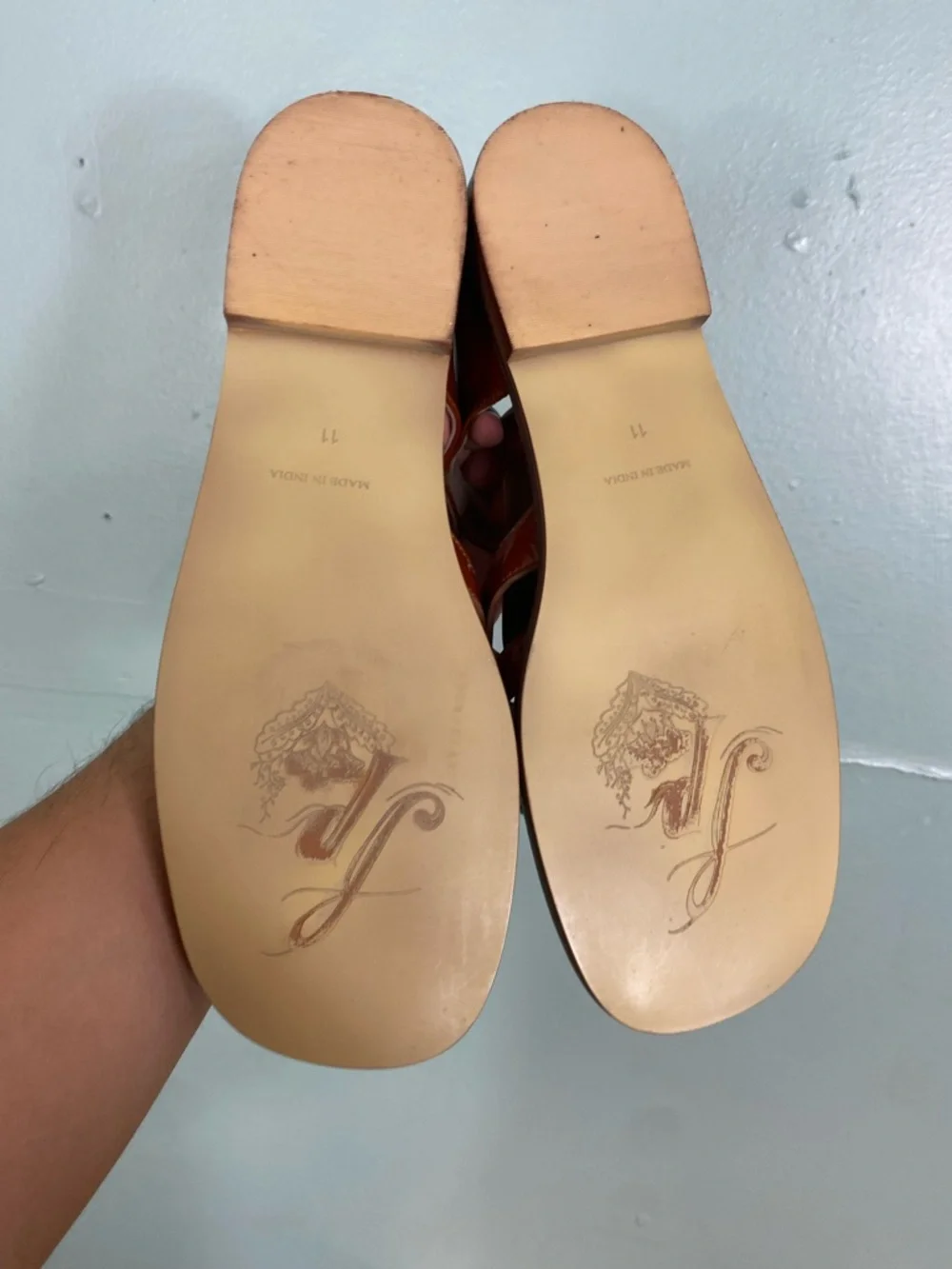 Free People Willow Fisherman Sandals‎ Brown Leather Patent Closed Toe Size 11